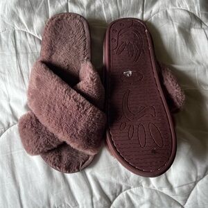 Pink fur slippers